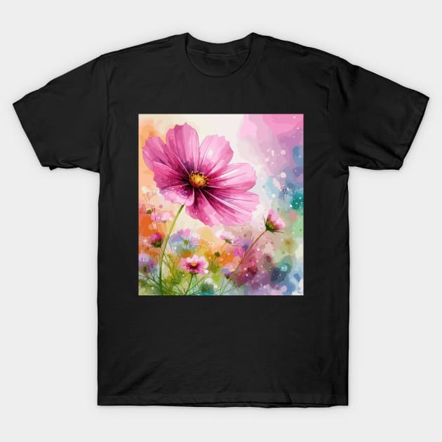 Pink Cosmos Flower T-Shirt by Jenni Arts